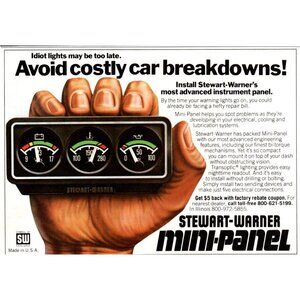 1980 Stewart Warner Mini Panel Instrument Vintage Print Ad Man Cave Wall Art